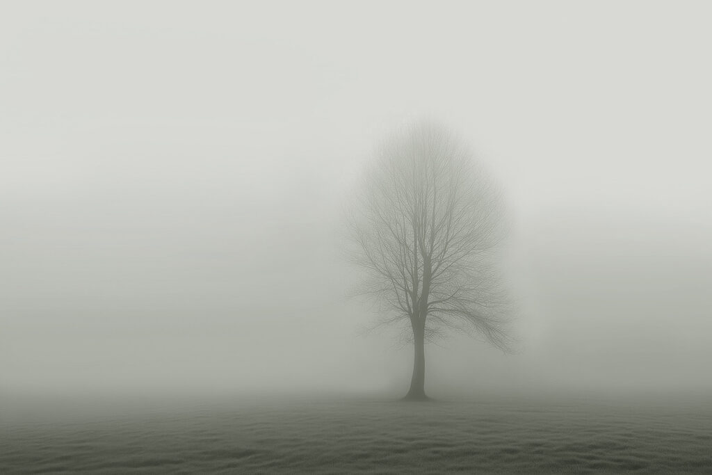 Árbol en un campo neblinoso Árbol en un campo neblinoso