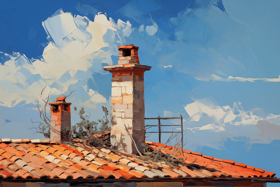 Tejado con chimenea