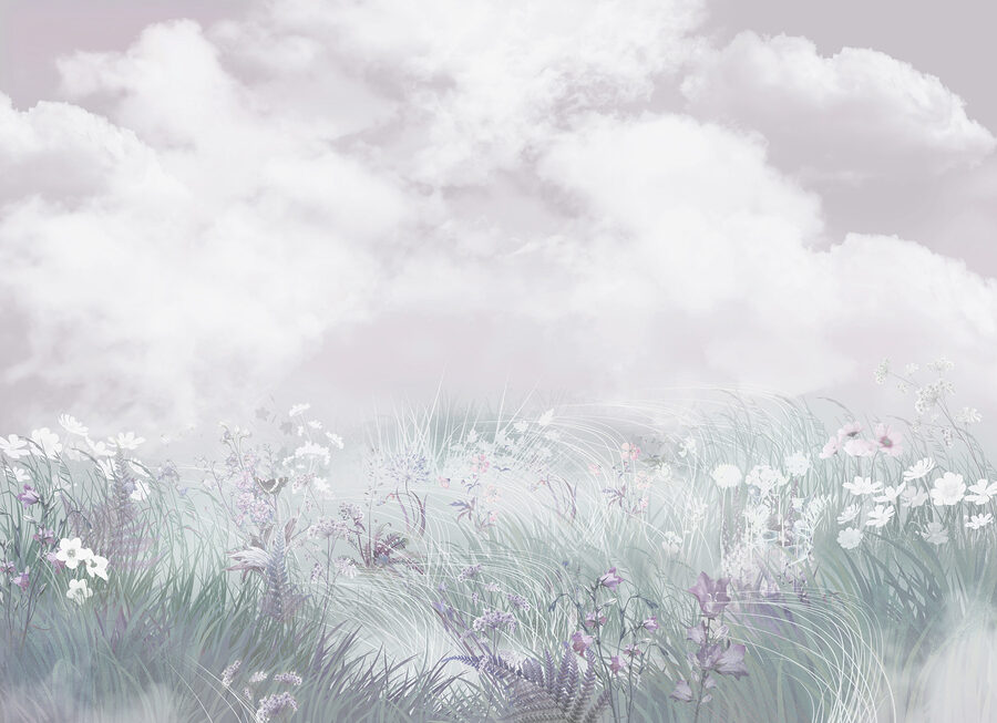 Campo de flores y hierba
