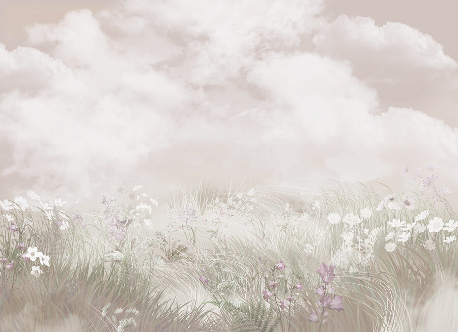 Campo de hierba y flores