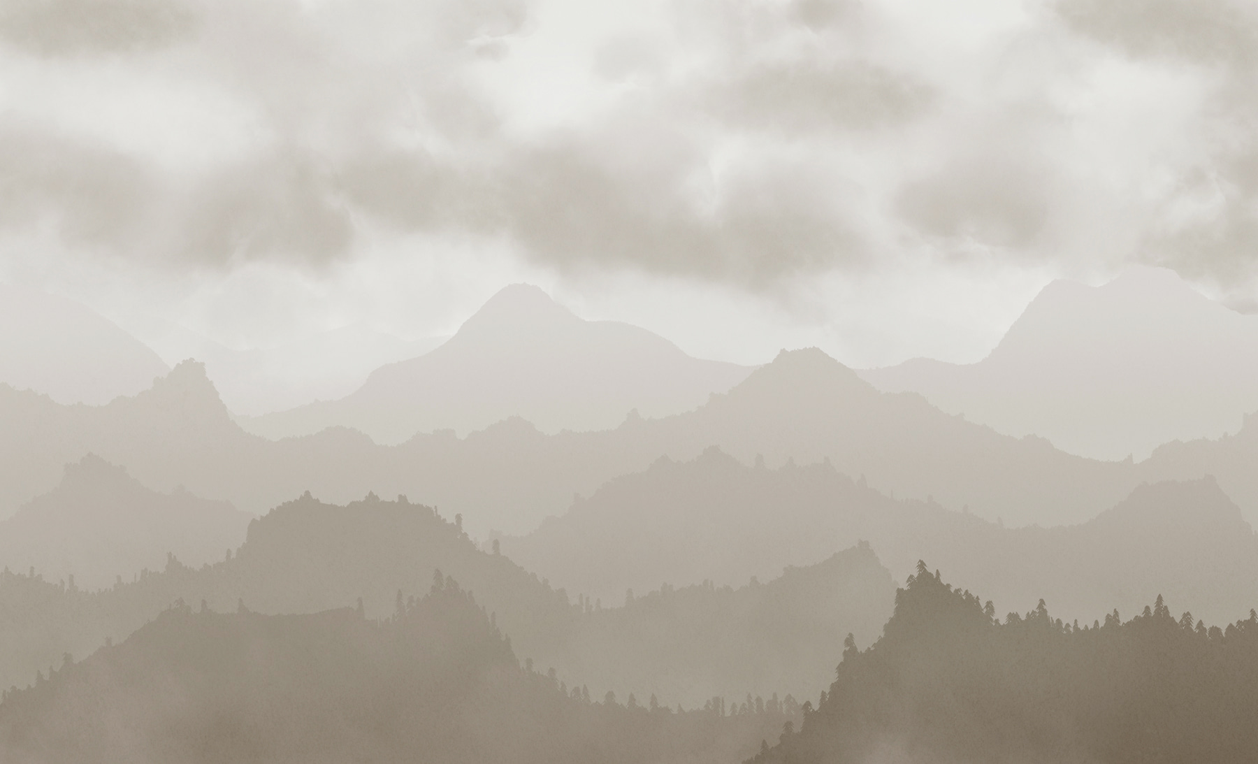 Foggy mountain range