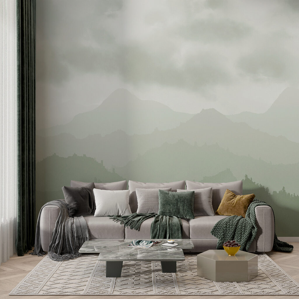 Foggy mountain range