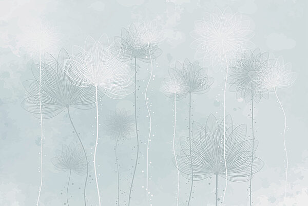 Flores blancas sobre fondo azul claro Flores blancas sobre fondo azul claro