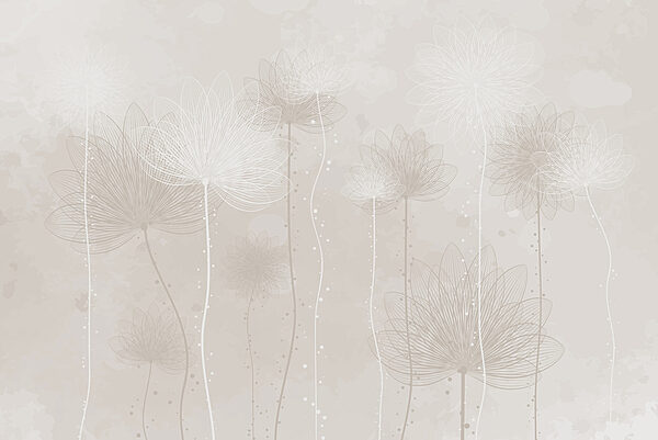 Flores blancas sobre fondo gris Flores blancas sobre fondo gris