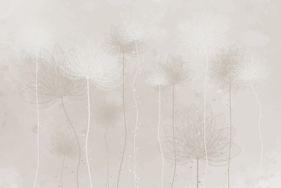 Flores blancas sobre fondo gris