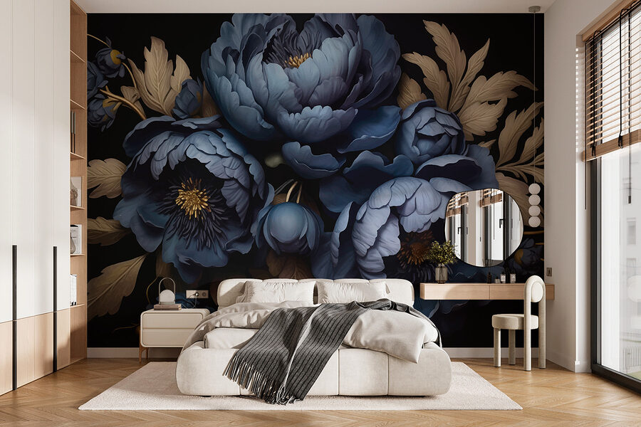 Grupo de flores azules