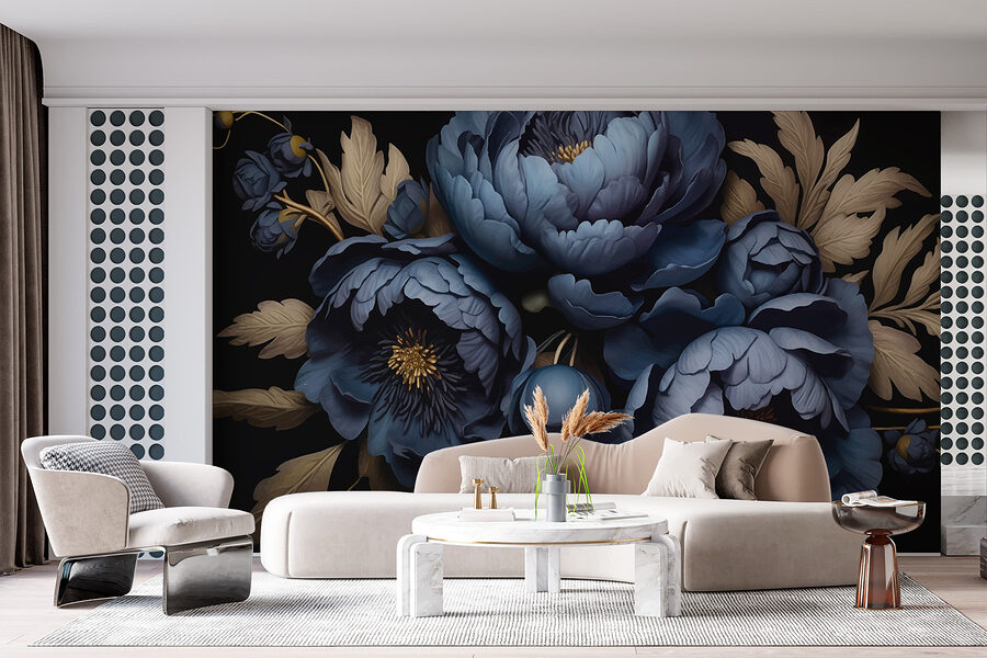Grupo de flores azules