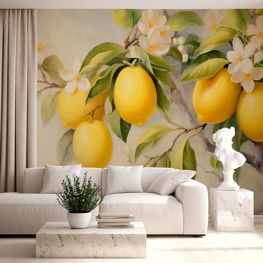 Pintura de limones en un árbol Pintura de limones en un árbol