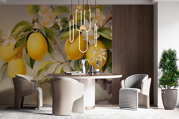 Pintura de limones en un árbol Pintura de limones en un árbol