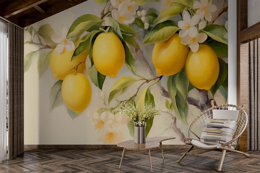 Pintura de limones en un árbol Pintura de limones en un árbol