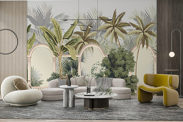 Papel pintado con palmeras y arcos Papel pintado con palmeras y arcos