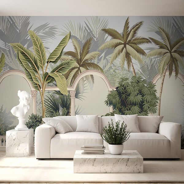 Papel pintado con palmeras y arcos Papel pintado con palmeras y arcos