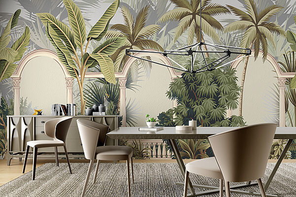 Papel pintado con palmeras y arcos Papel pintado con palmeras y arcos