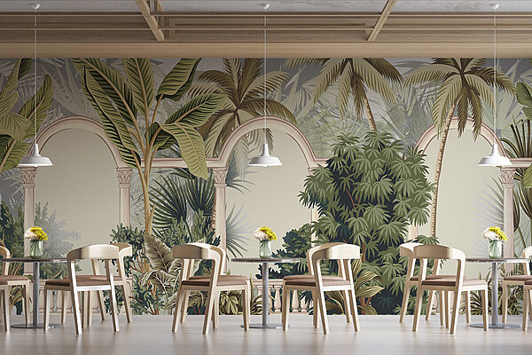 Papel pintado con palmeras y arcos Papel pintado con palmeras y arcos