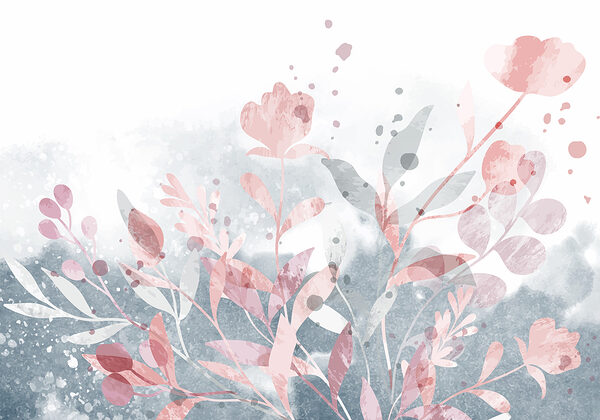 Diseño floral rosa y gris Diseño floral rosa y gris