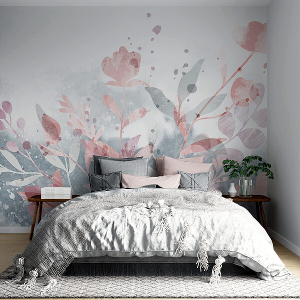 Diseño floral rosa y gris Diseño floral rosa y gris