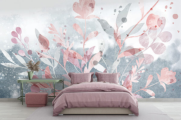 Diseño floral rosa y gris Diseño floral rosa y gris