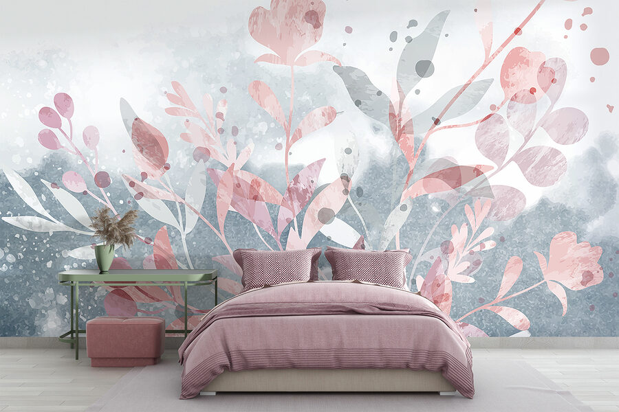 Diseño floral rosa y gris