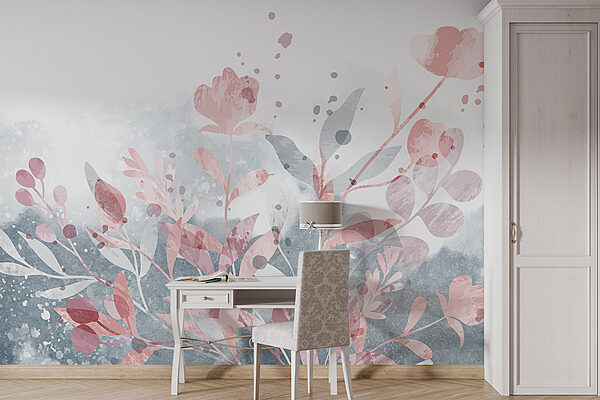 Diseño floral rosa y gris Diseño floral rosa y gris