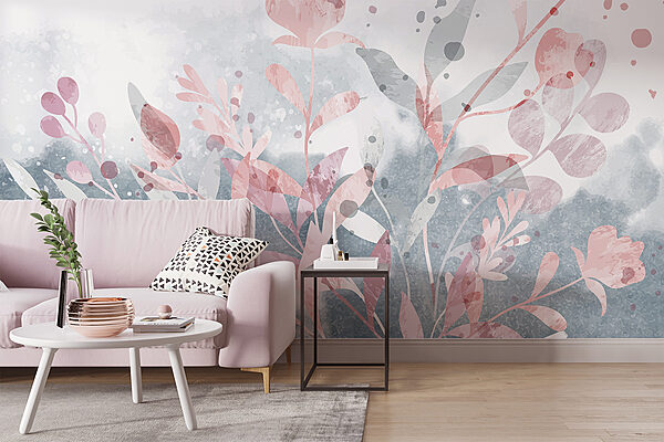 Diseño floral rosa y gris Diseño floral rosa y gris