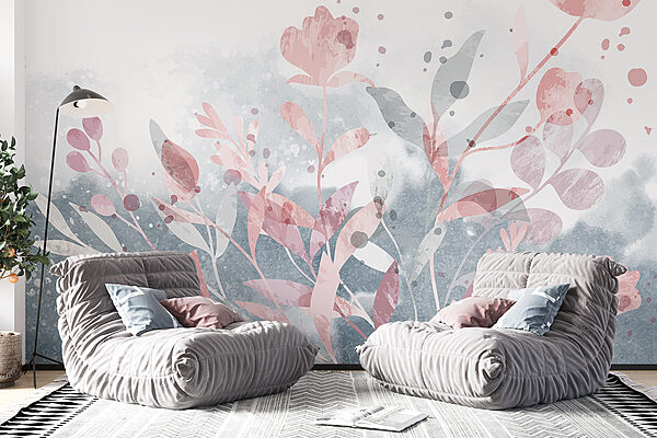 Diseño floral rosa y gris Diseño floral rosa y gris