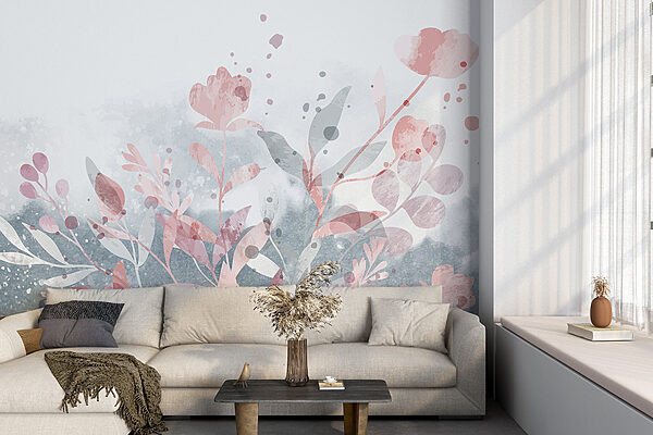 Diseño floral rosa y gris Diseño floral rosa y gris