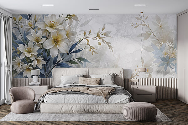 Pintura de flores y hojas Pintura de flores y hojas