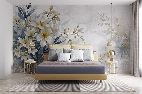 Pintura de flores y hojas Pintura de flores y hojas