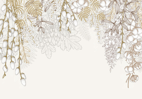 Diseño floral en blanco y marrón Diseño floral en blanco y marrón