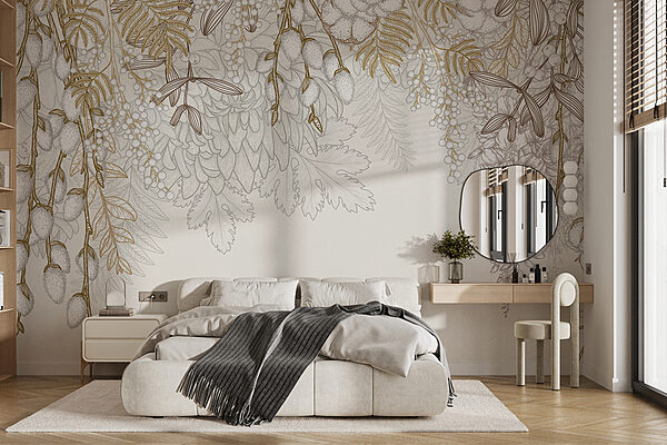 Diseño floral en blanco y marrón Diseño floral en blanco y marrón