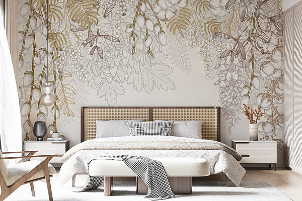 Diseño floral en blanco y marrón Diseño floral en blanco y marrón