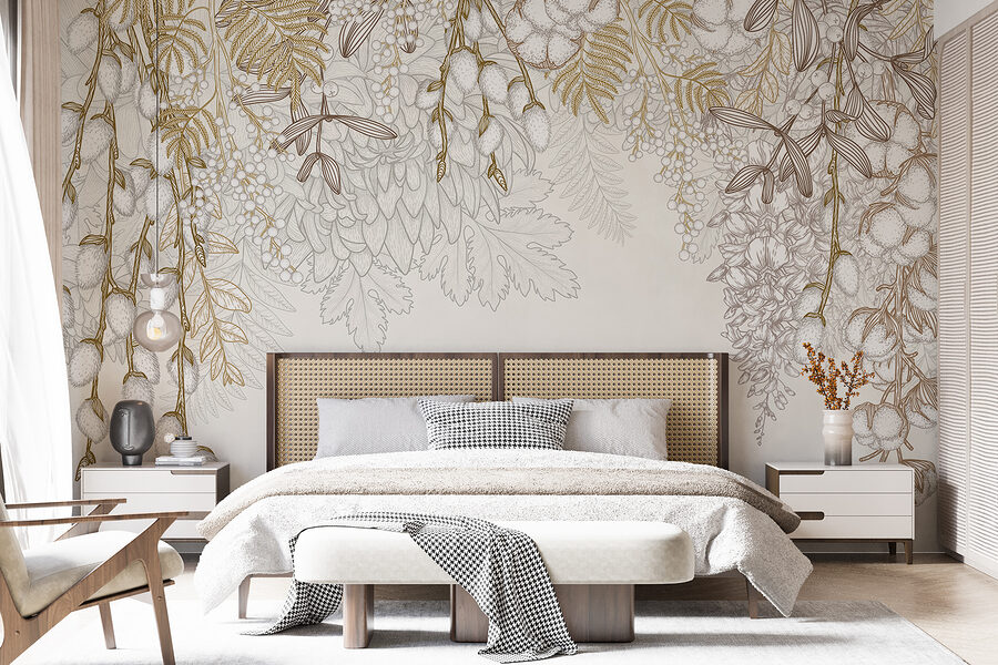 Diseño floral en blanco y marrón