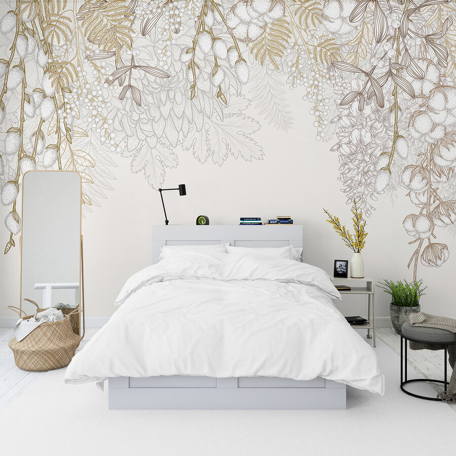 Diseño floral en blanco y marrón
