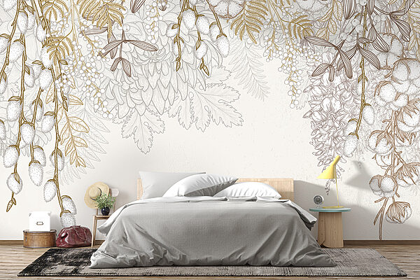Diseño floral en blanco y marrón Diseño floral en blanco y marrón
