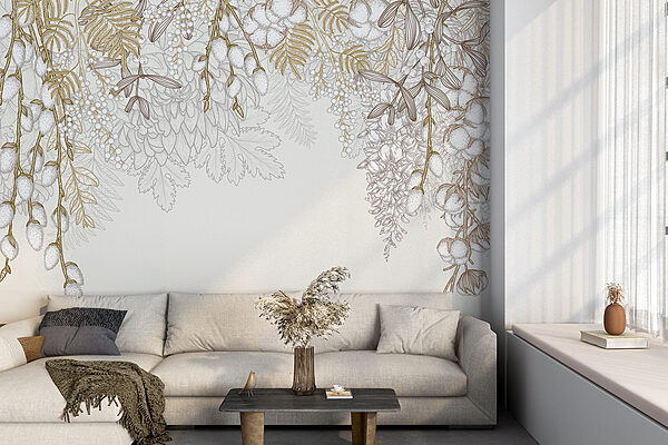Diseño floral en blanco y marrón Diseño floral en blanco y marrón