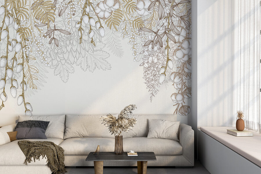 Diseño floral en blanco y marrón
