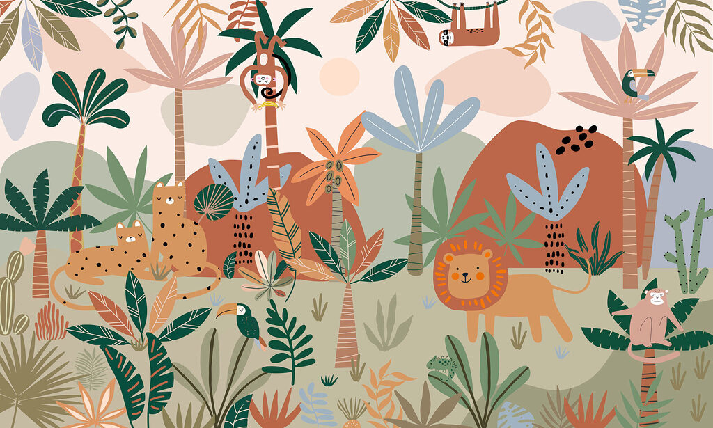 Dibujos animados de animales en una selva Dibujos animados de animales en una selva