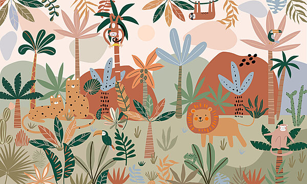 Dibujos animados de animales en una selva Dibujos animados de animales en una selva