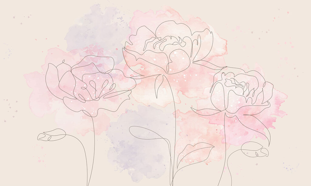 Dibujo de flores sobre fondo rosa Dibujo de flores sobre fondo rosa