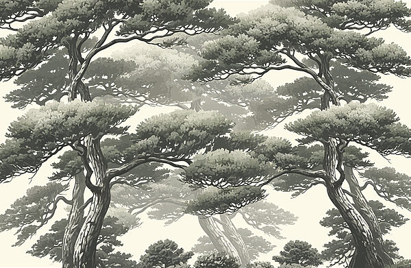 Group of trees with many branches