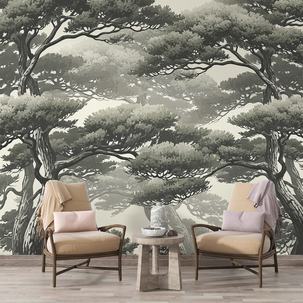 Group of trees with many branches