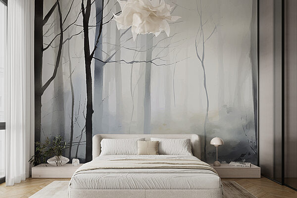 Fotomurales Fotomurales Bosque brumoso con árboles (SKU: w01758)
