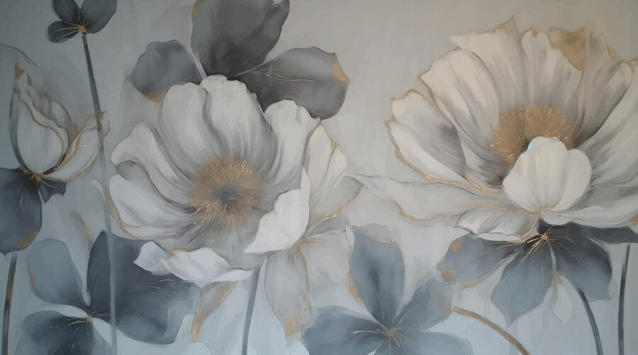 Pintura de flores en una pared