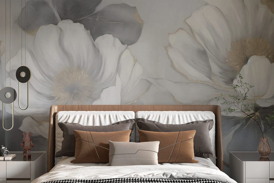 Pintura de flores en una pared