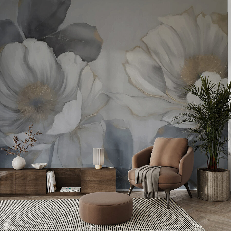 Pintura de flores en una pared