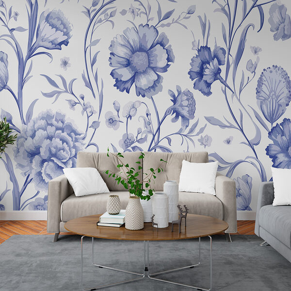 Motivo floral azul y blanco Motivo floral azul y blanco