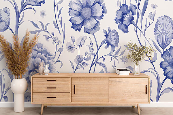 Motivo floral azul y blanco Motivo floral azul y blanco
