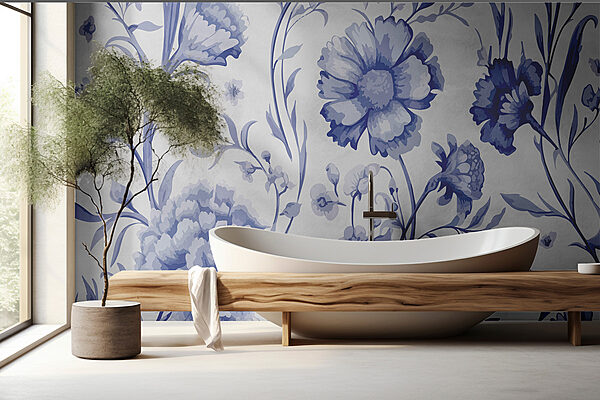 Motivo floral azul y blanco Motivo floral azul y blanco