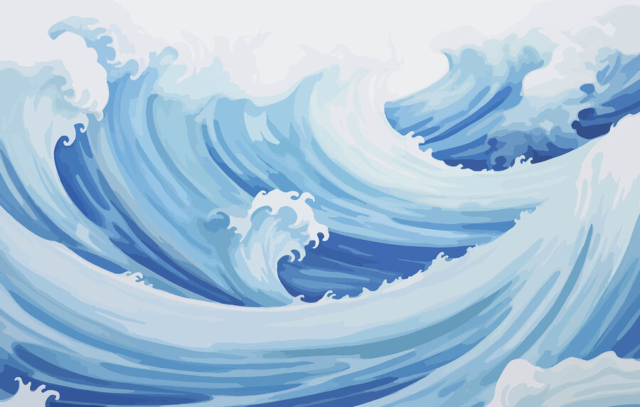 Olas azules y blancas