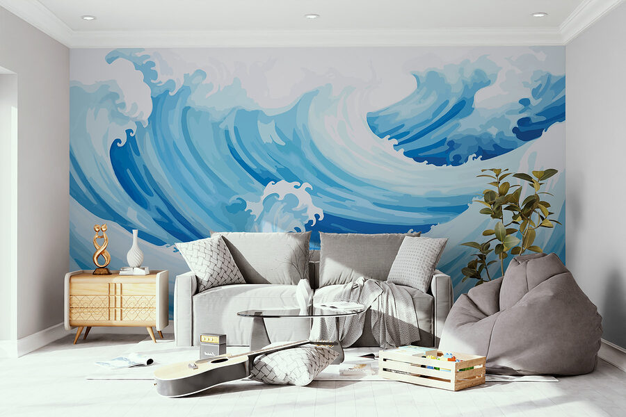 Olas azules y blancas